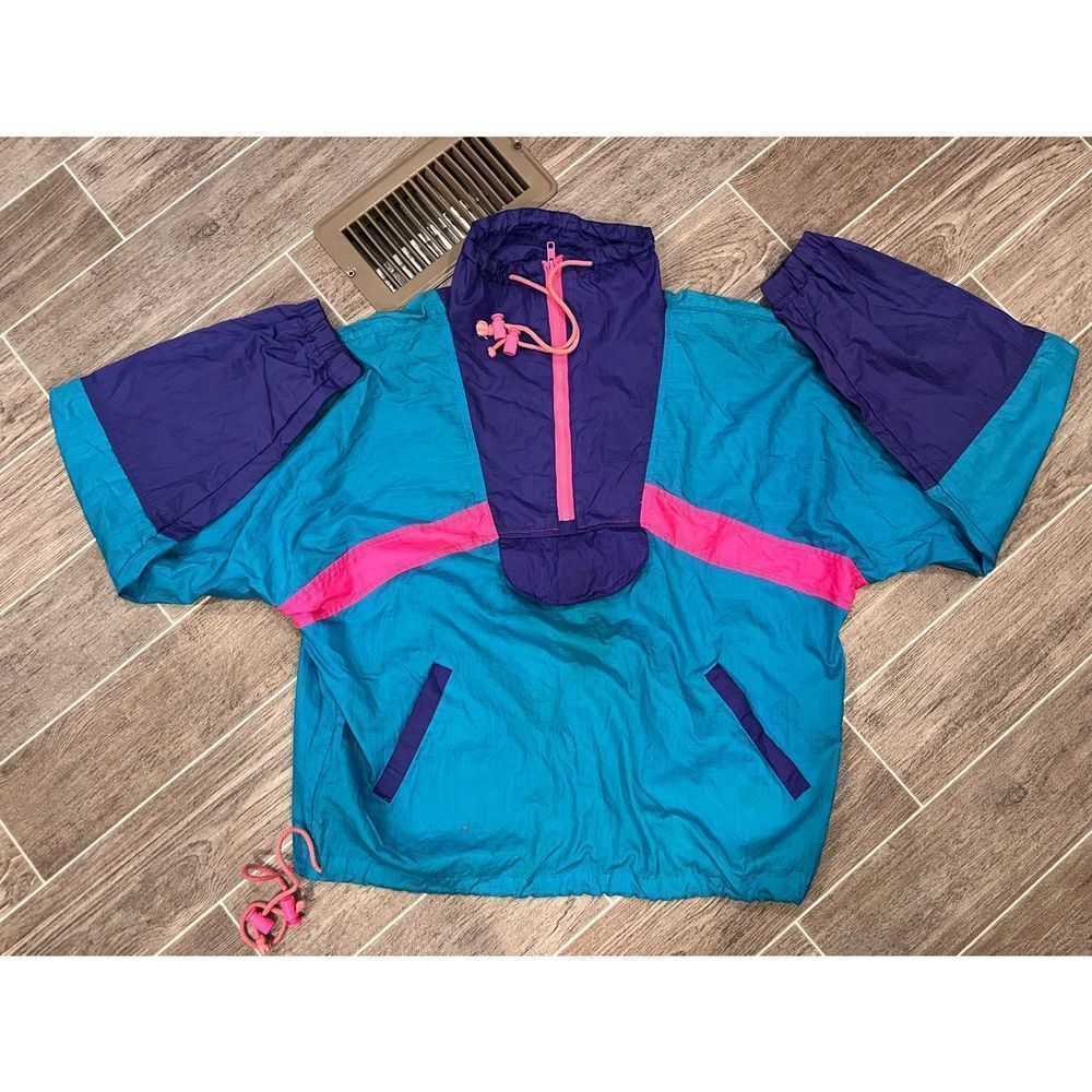 Vintage track suit jacket teal pink blue Red Pepper medium